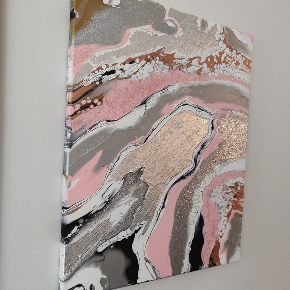 Original Silver & Pink Geode Modern Wall Art - Picture 2 of 5